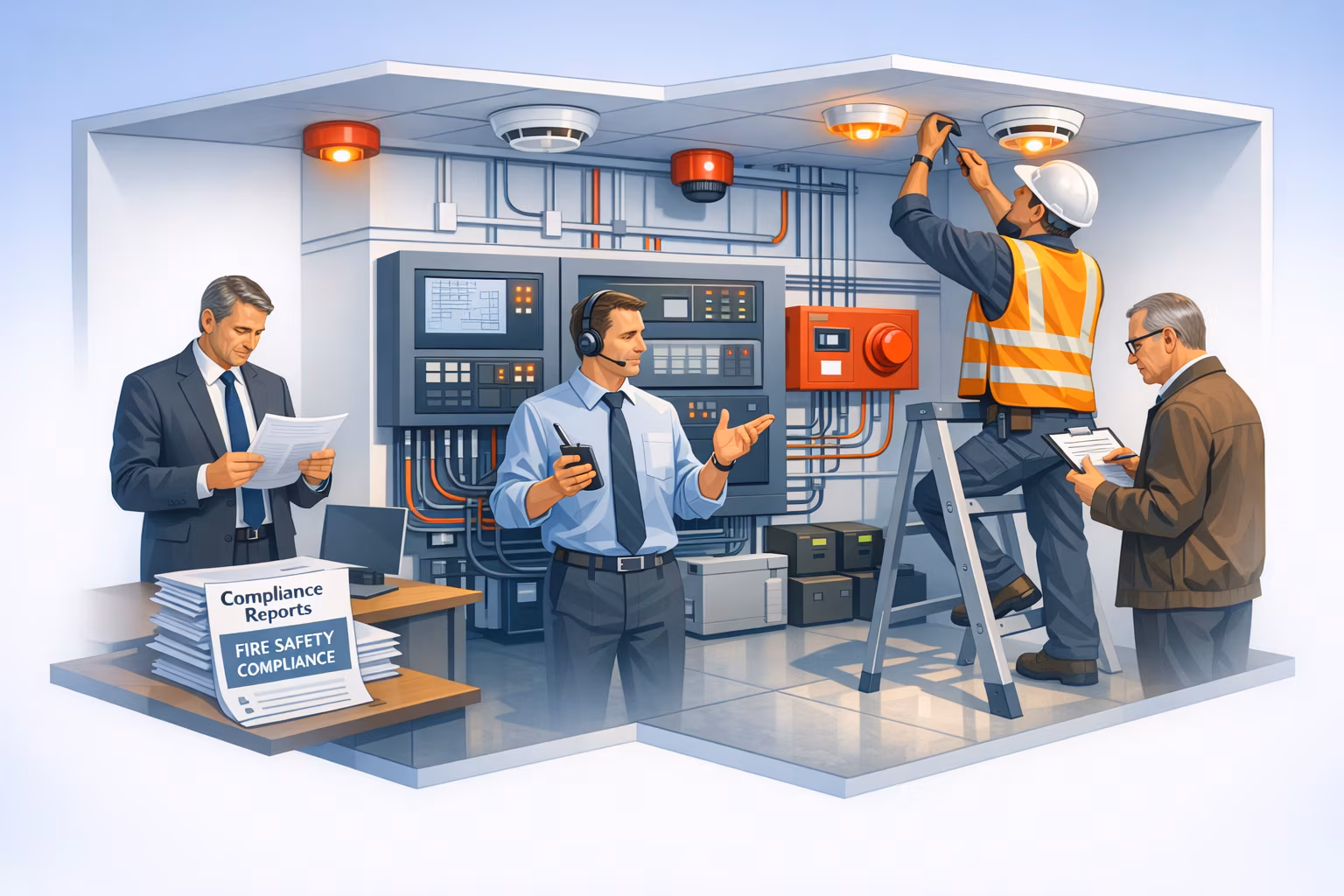 Схема обязанностей по обслуживанию пожарной сигнализации между владельцем и подрядчиком